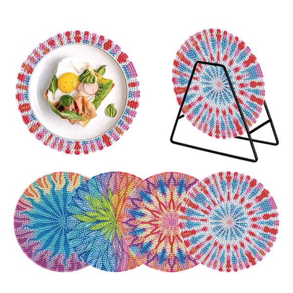 4PCS Acrylic Diamond Painting Placemats for Dining Table Decor Kit (Line Art)